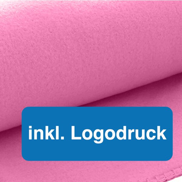 Fleecedecke rosa mit Logo-Druck